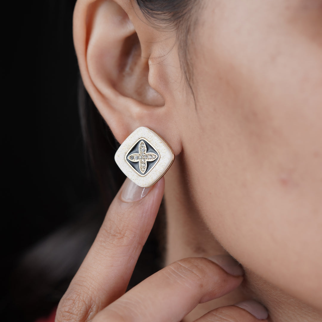 Ivory Noir Blossom Luxe Stud Earrings