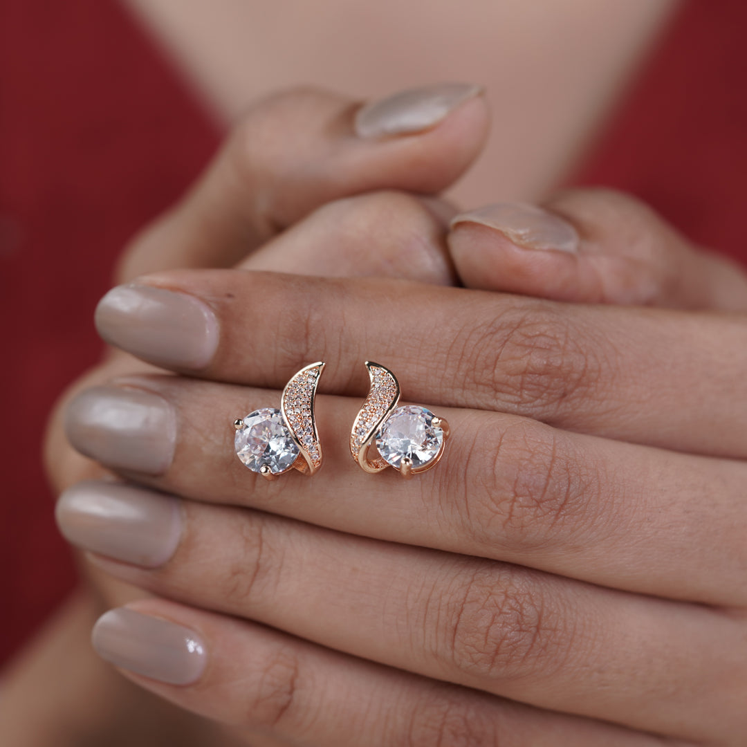Crescent Diamond Glow Stud Earrings