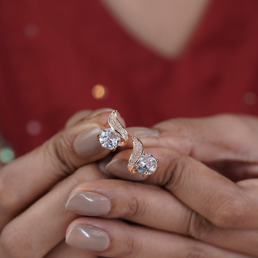 Crescent Diamond Glow Stud Earrings