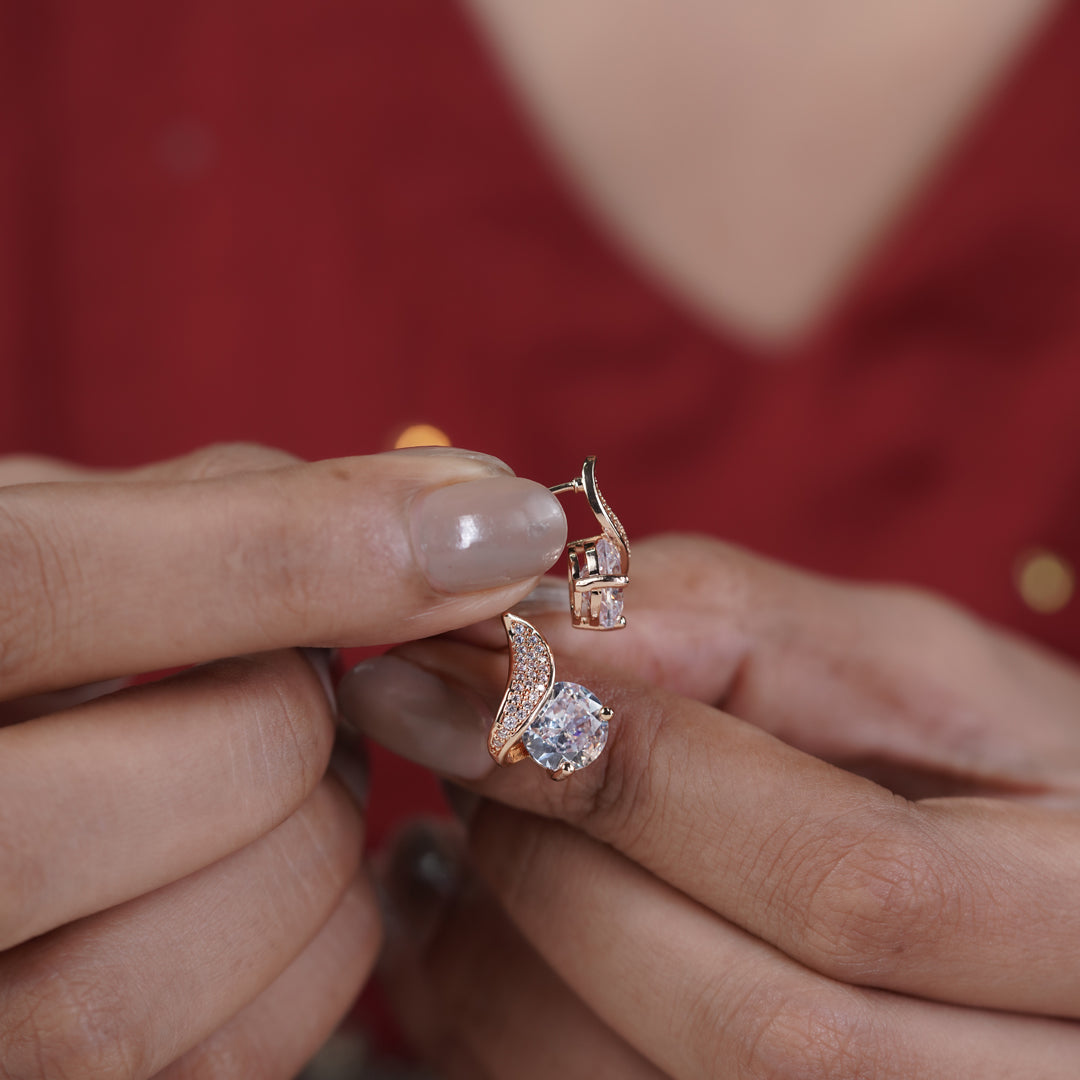 Crescent Diamond Glow Stud Earrings