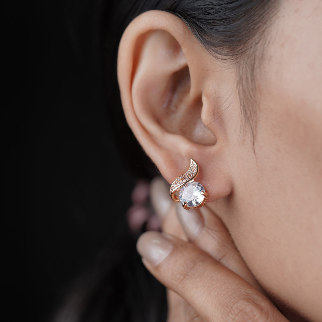 Crescent Diamond Glow Stud Earrings