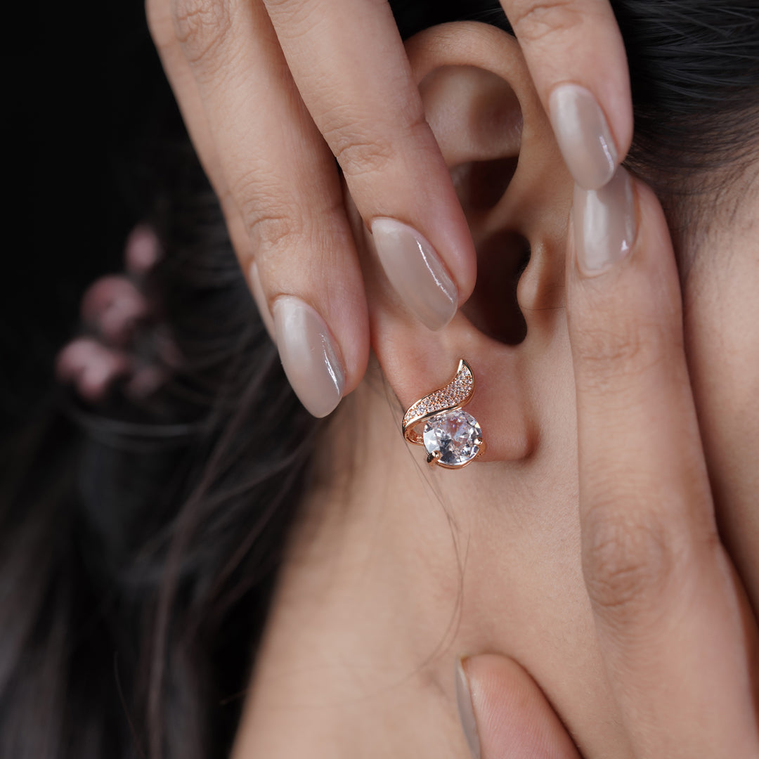Crescent Diamond Glow Stud Earrings