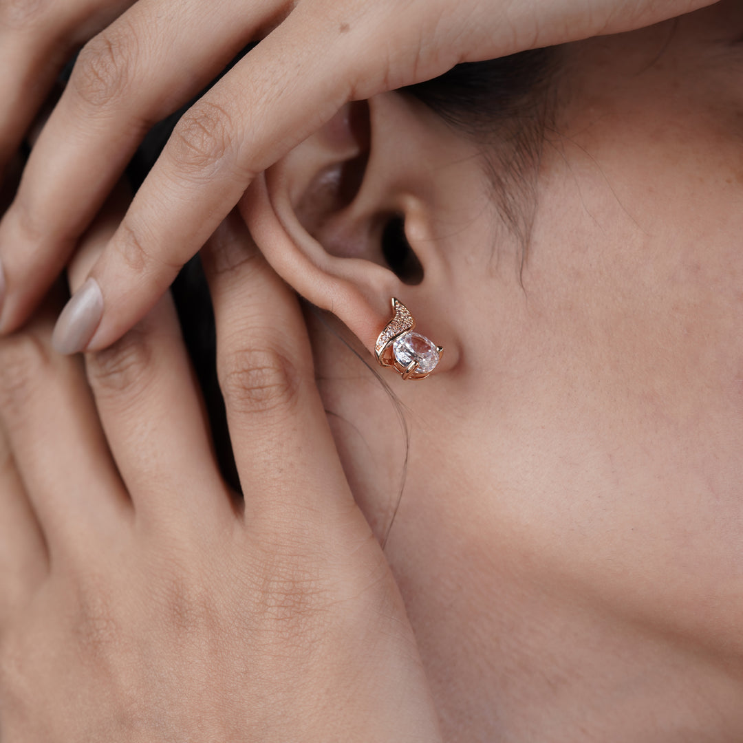 Crescent Diamond Glow Stud Earrings