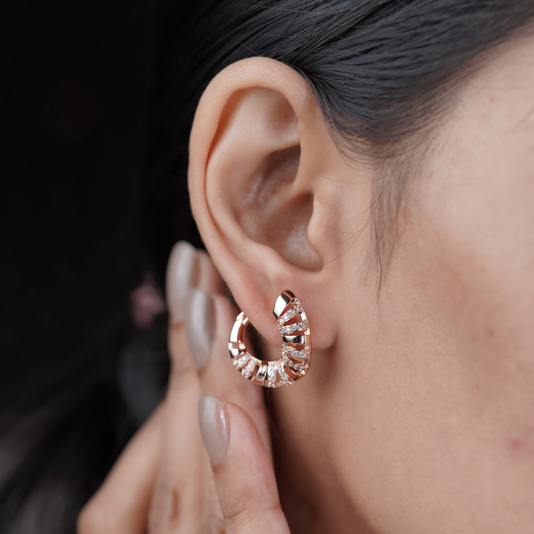Diamond Enamel Hoop Earrings