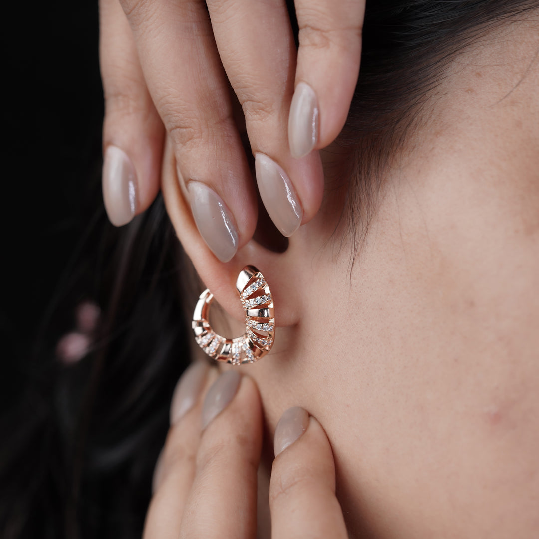 Diamond Enamel Hoop Earrings