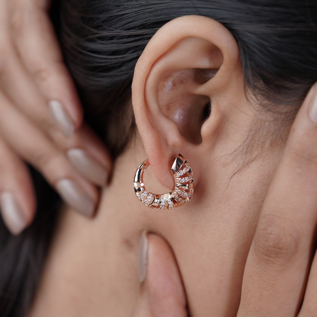 Diamond Enamel Hoop Earrings