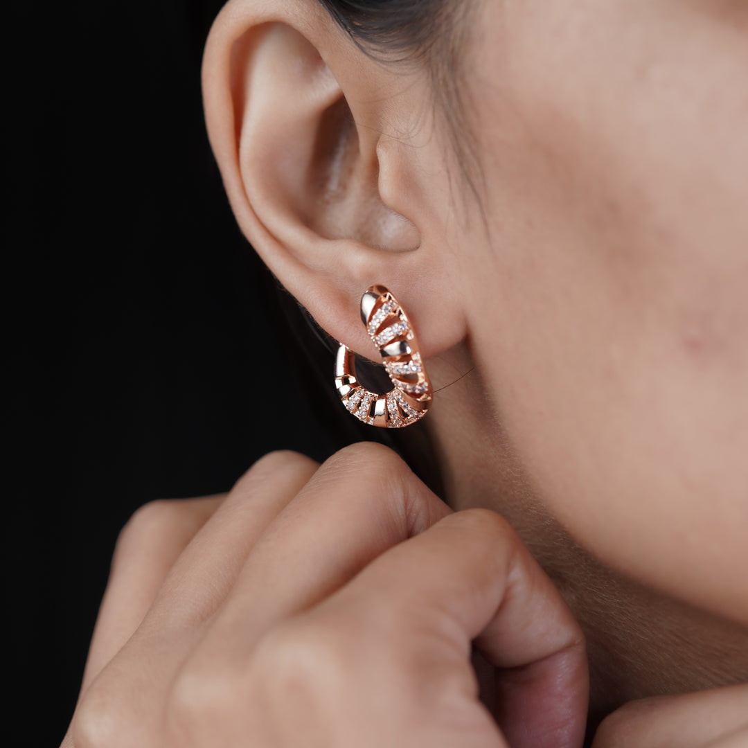 Diamond Enamel Hoop Earrings