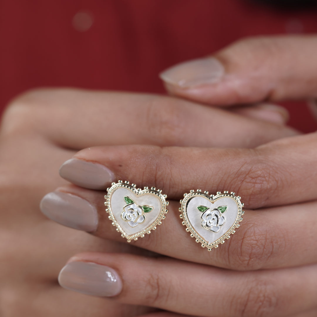 Opulent Heart Blossom Earrings
