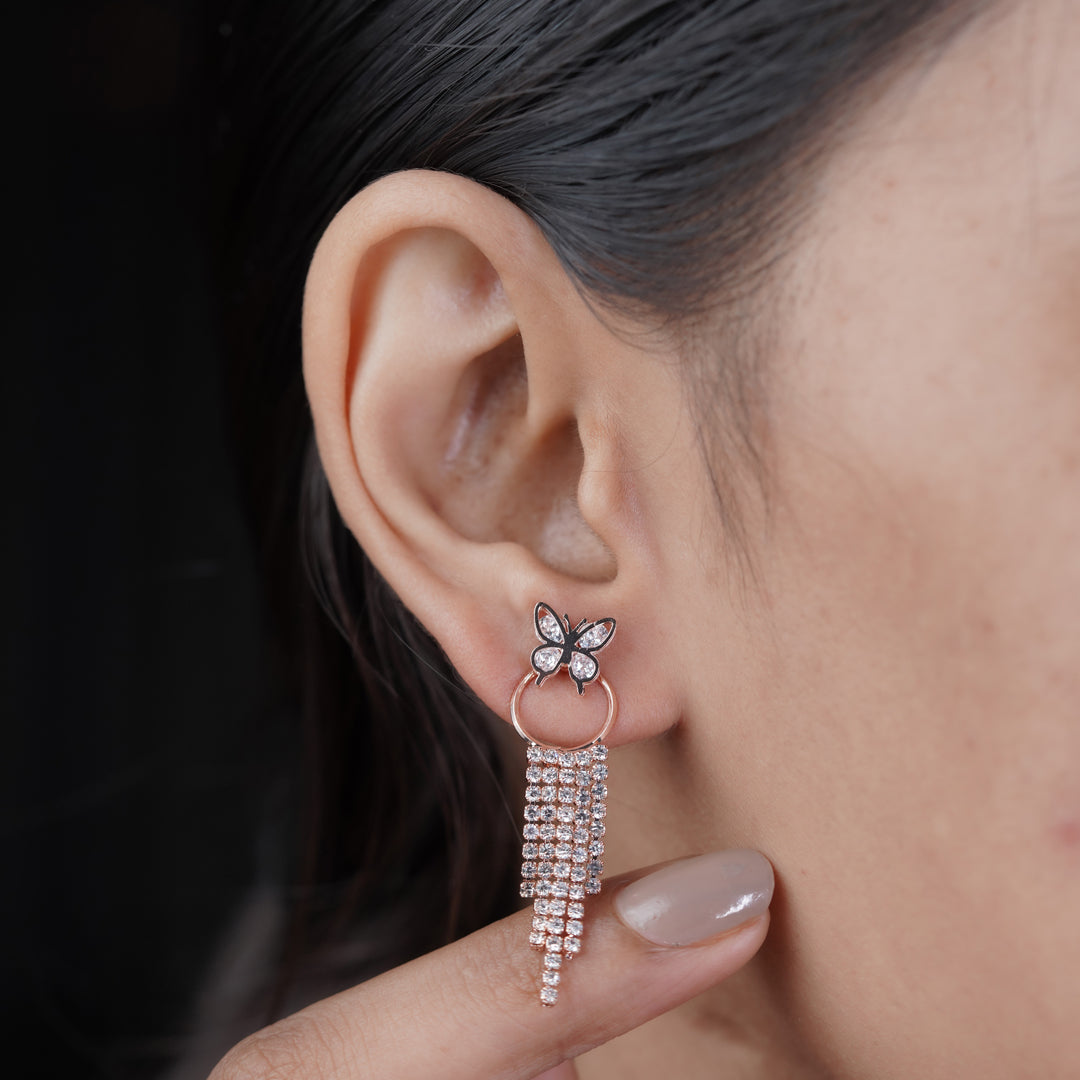Butterfly Crystal Tassel Earrings