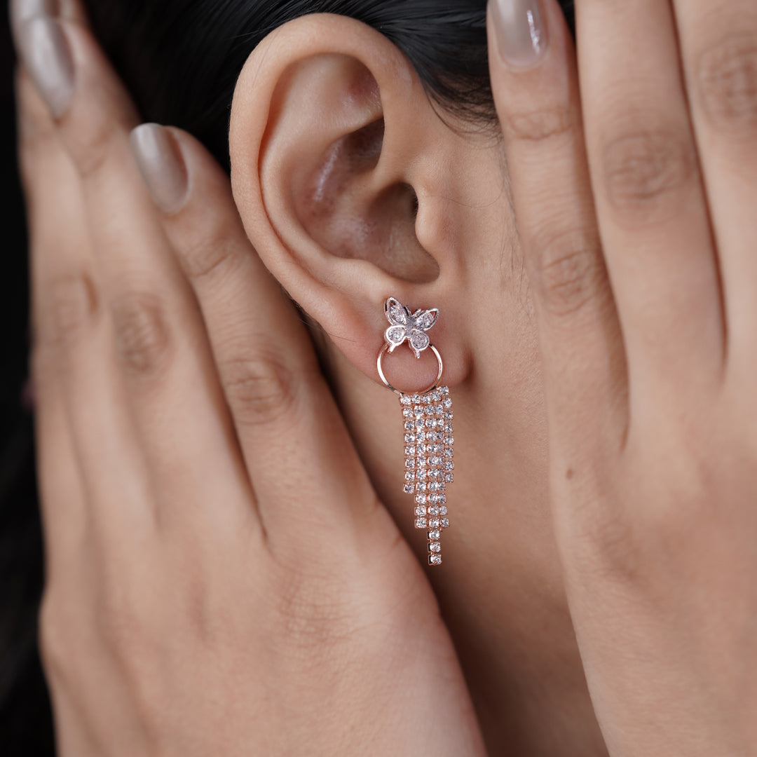 Butterfly Crystal Tassel Earrings