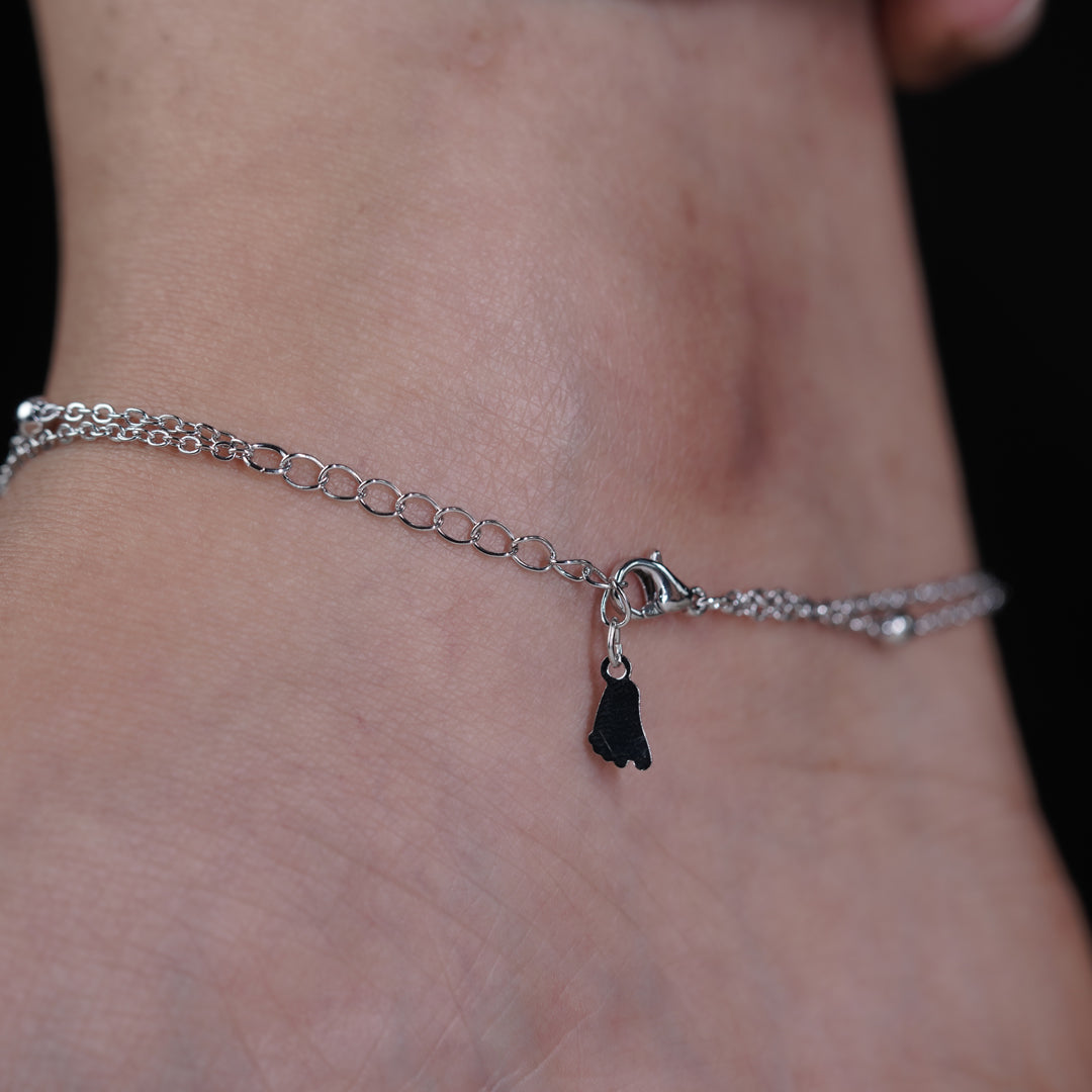 Dainty Crystal Dangle Silver Anklet