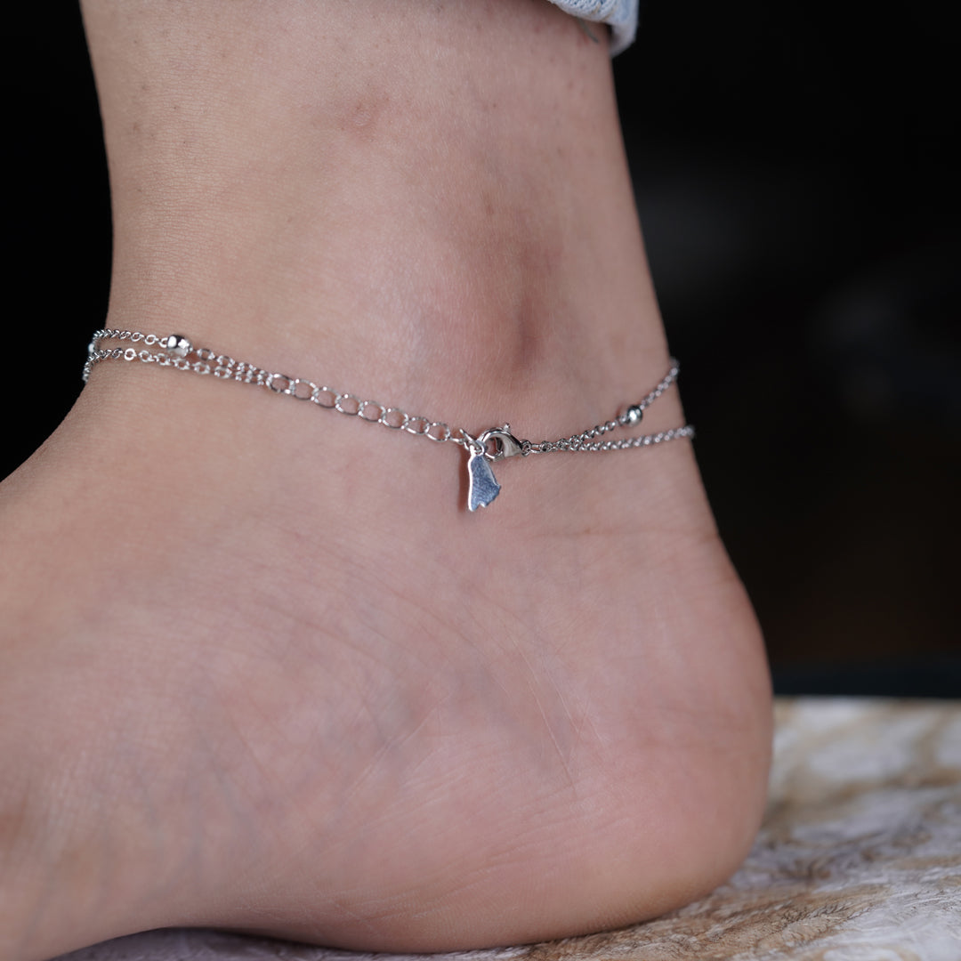 Minimalist Three Circle Silver Anklet