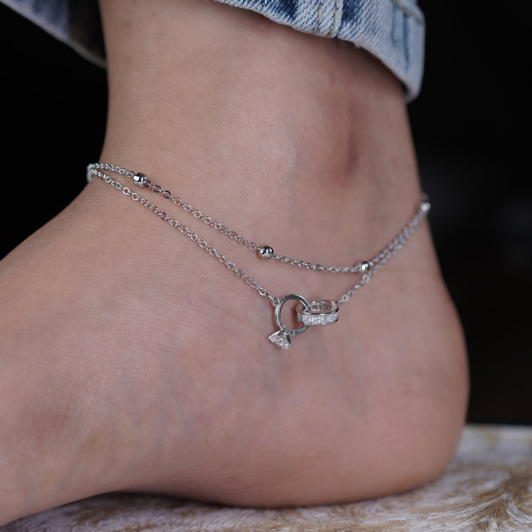 Celestial Knot Silver Anklet