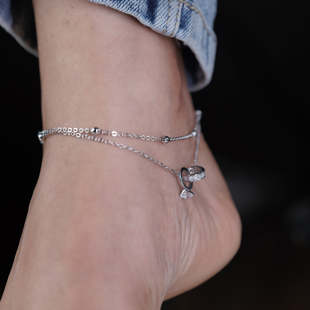 Celestial Knot Silver Anklet