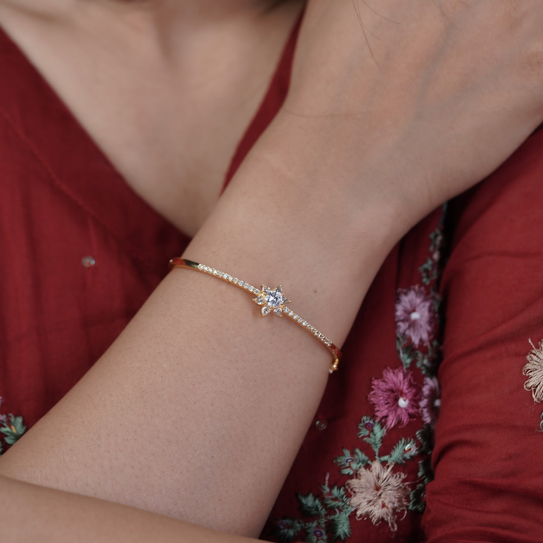 Elite Floral Spark Gold Kada