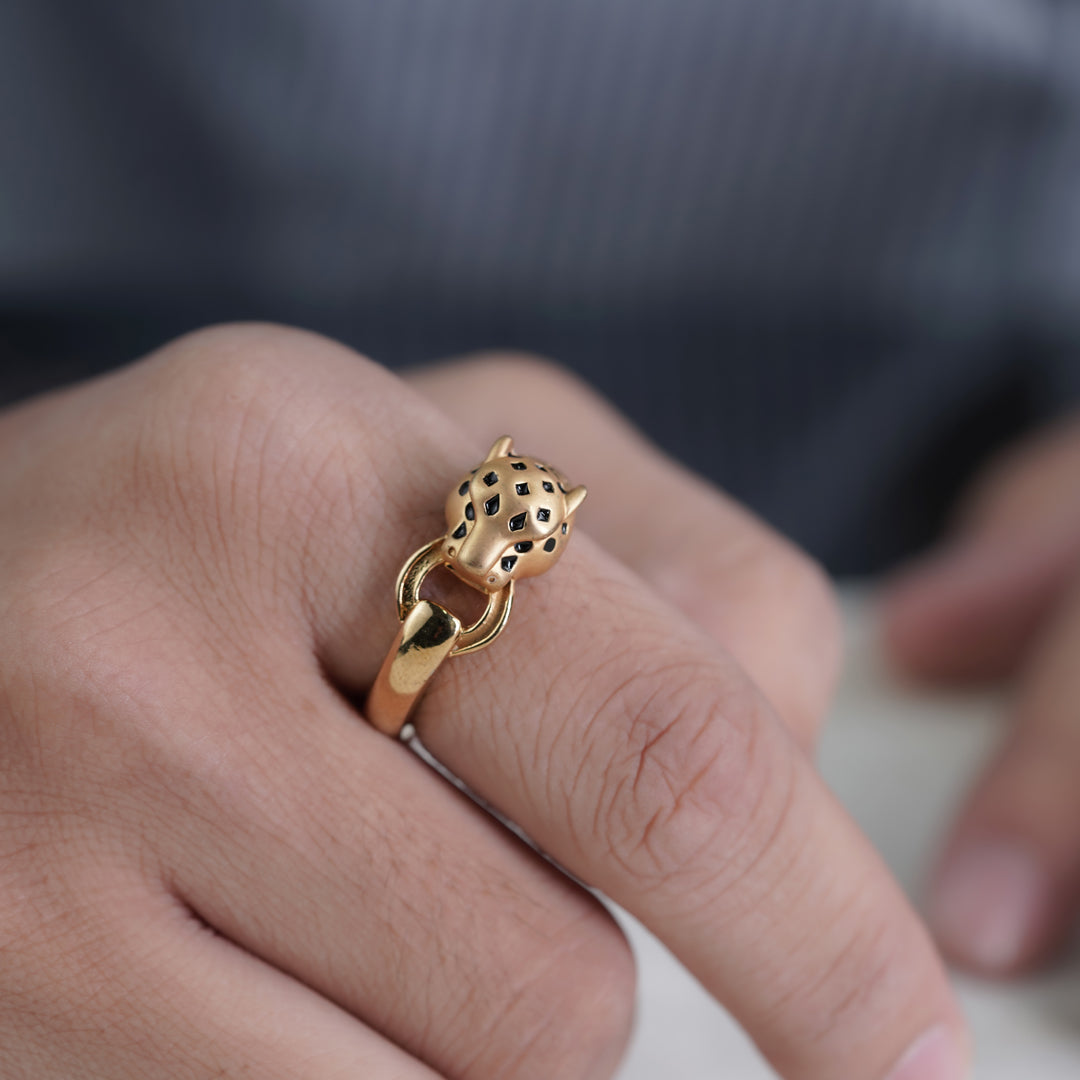 Golden Panther Link Ring