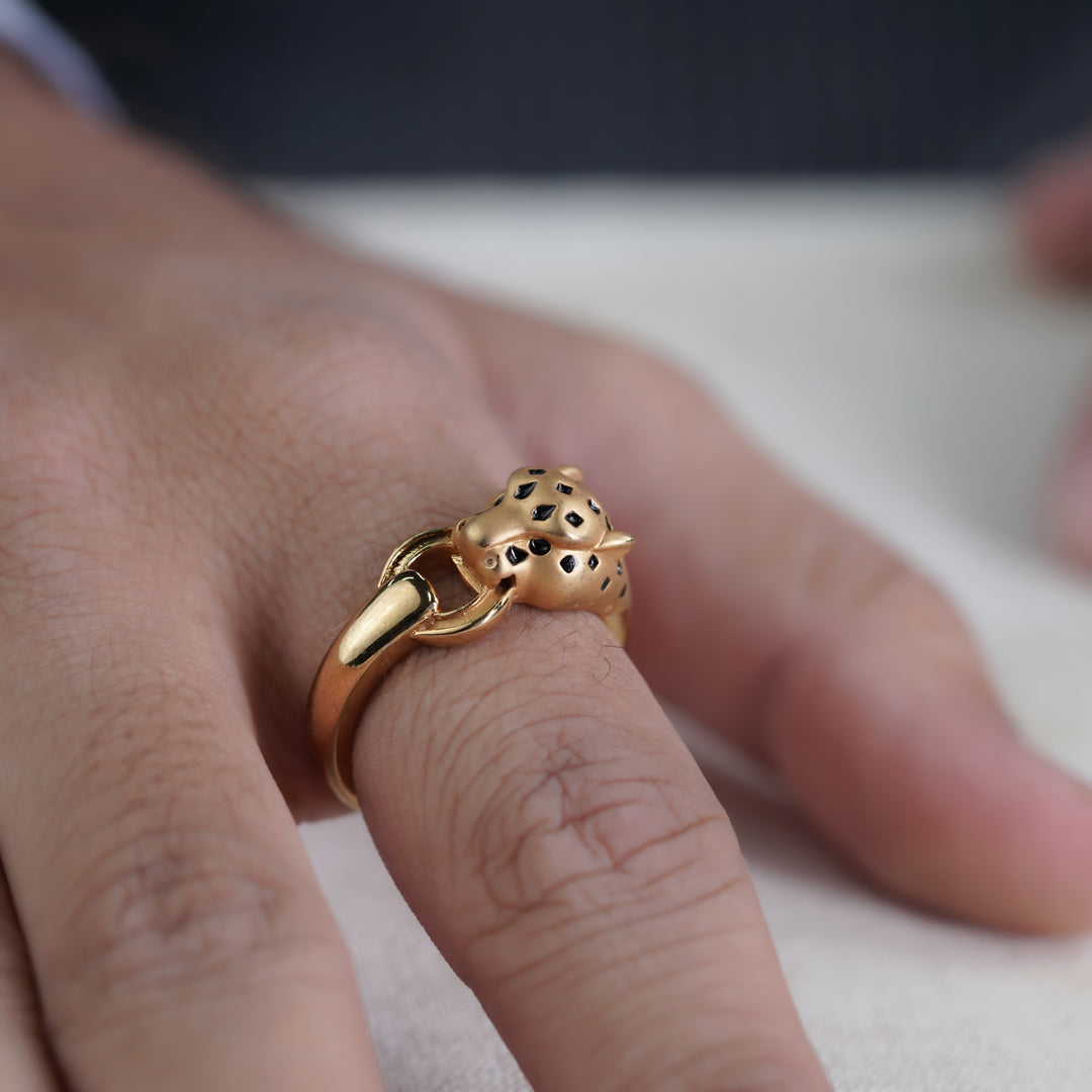 Golden Panther Link Ring
