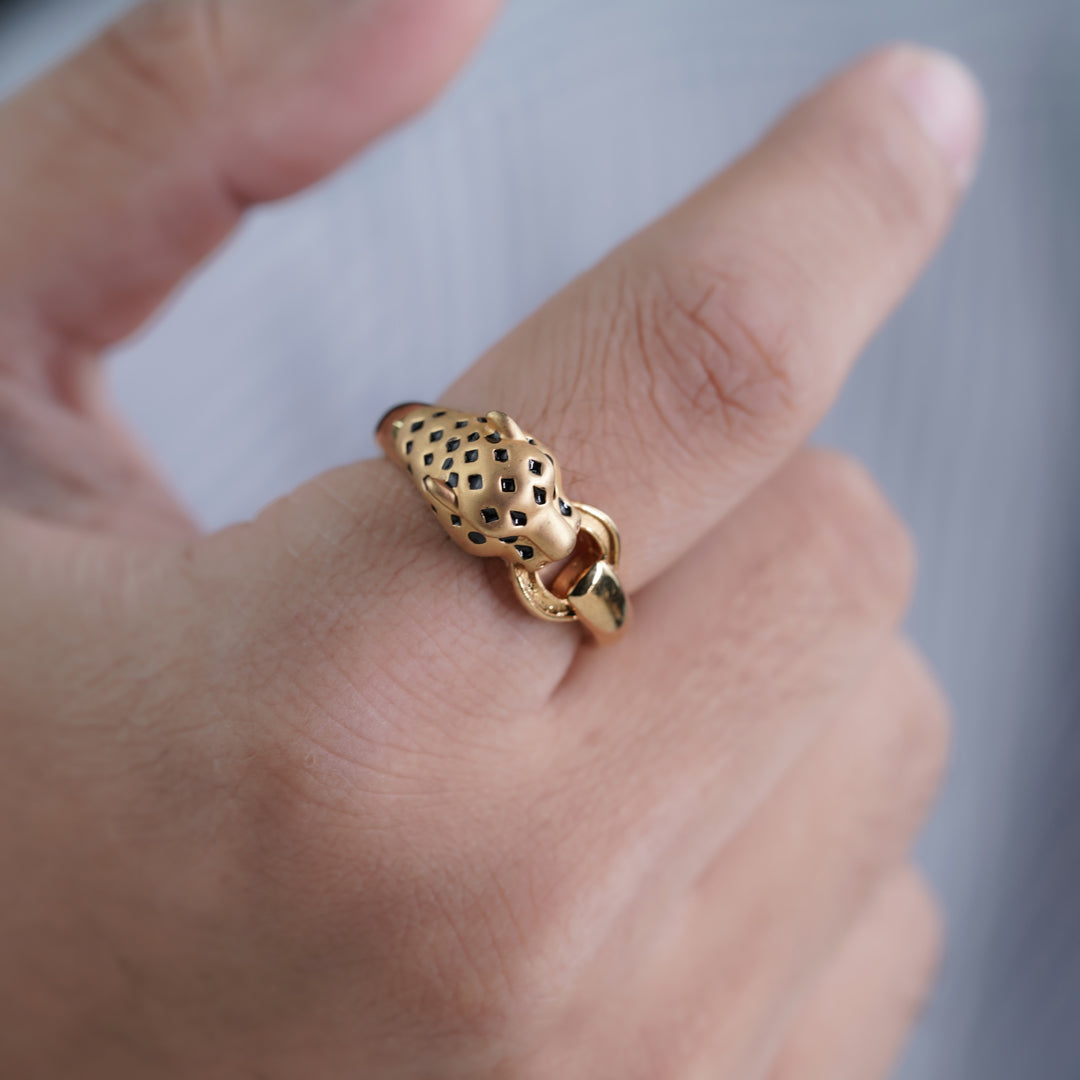 Golden Panther Link Ring