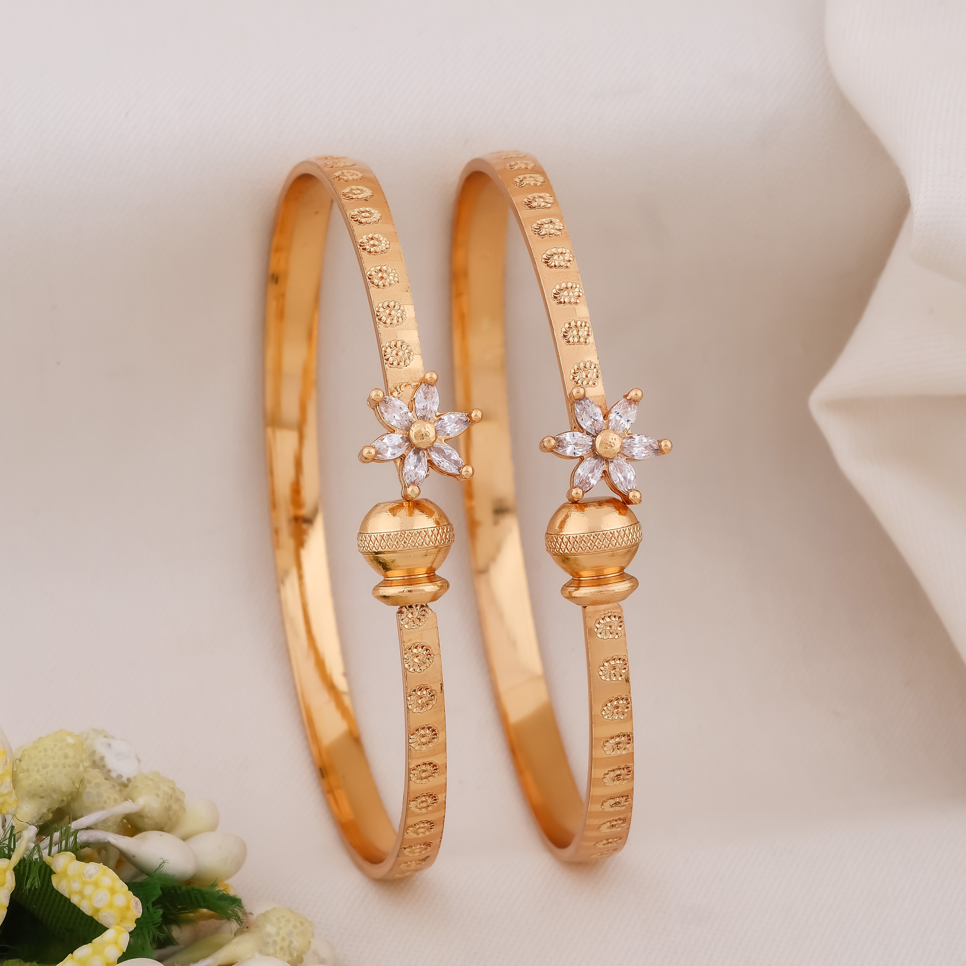 Floral Stone Kada Bangles
