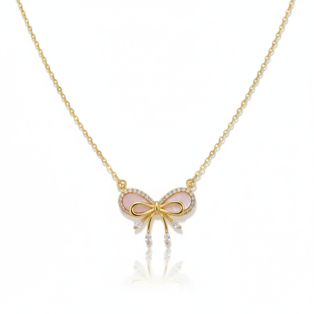 Celestine Luxe Ribbon Pearl Necklace
