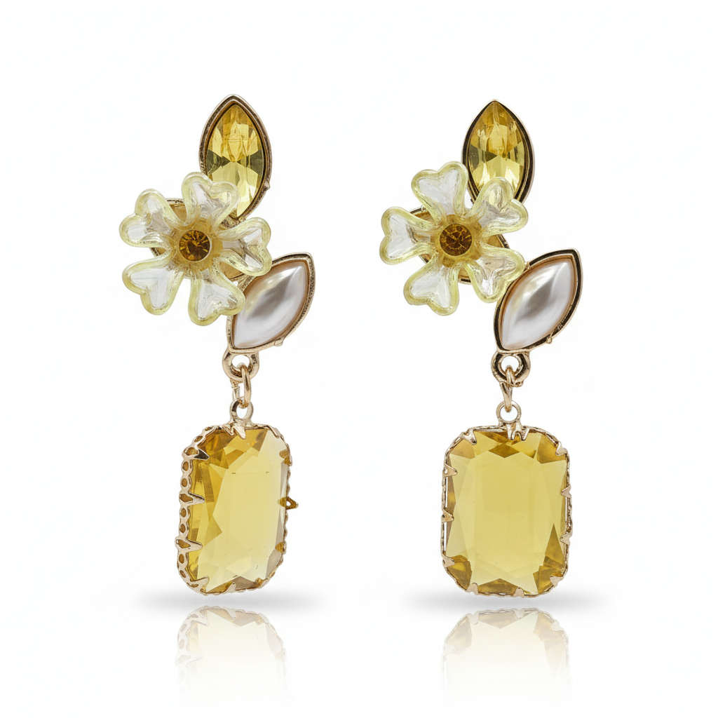 Amber Glow Floral Earrings