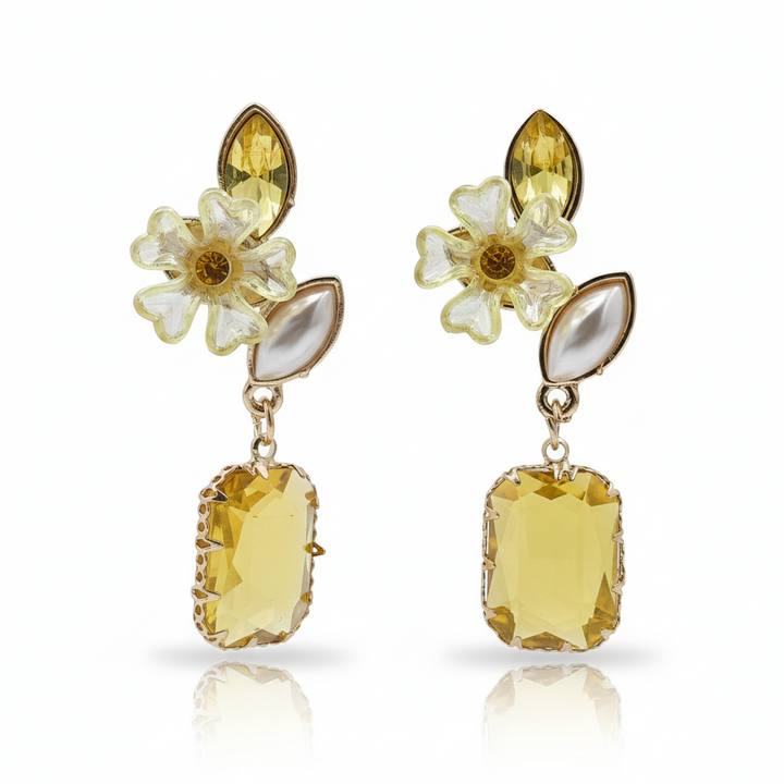 Amber Glow Floral Earrings