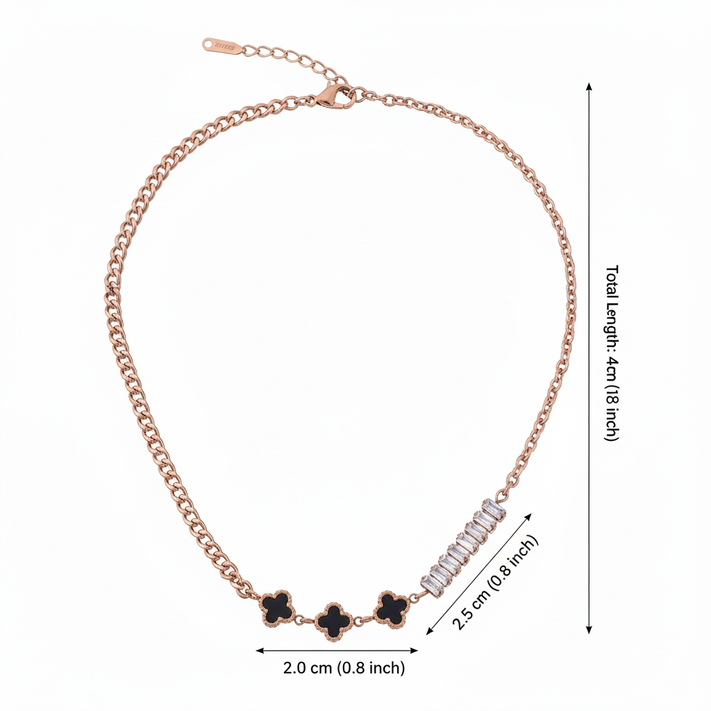 Clover Black Necklace