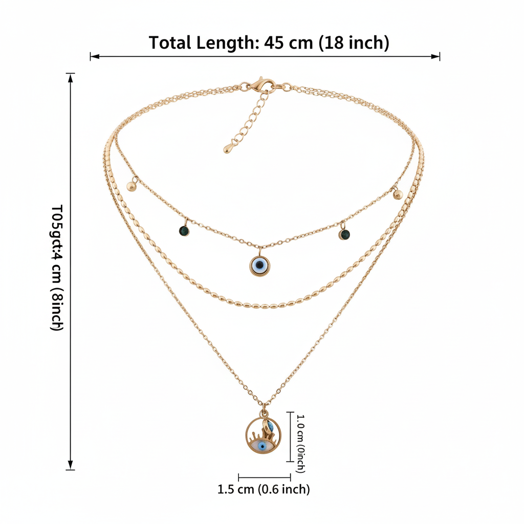 Evil eye 3 Layers Chain Necklace