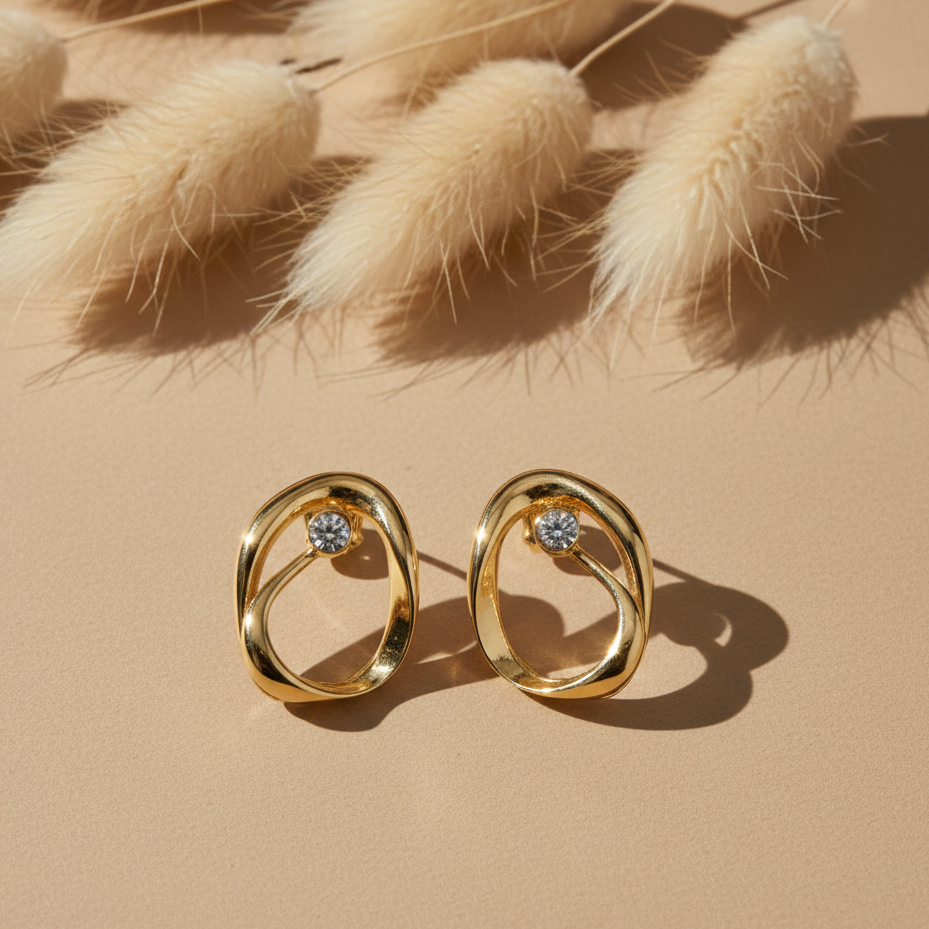 Orbit Diamond Gold Earrings