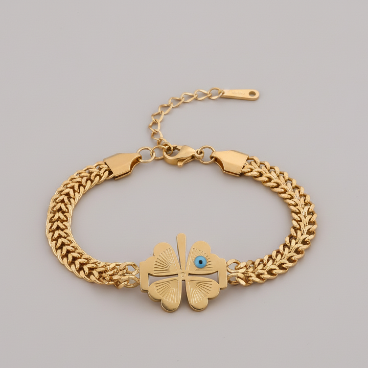 Elite Gold Nazar Clover Bracelet