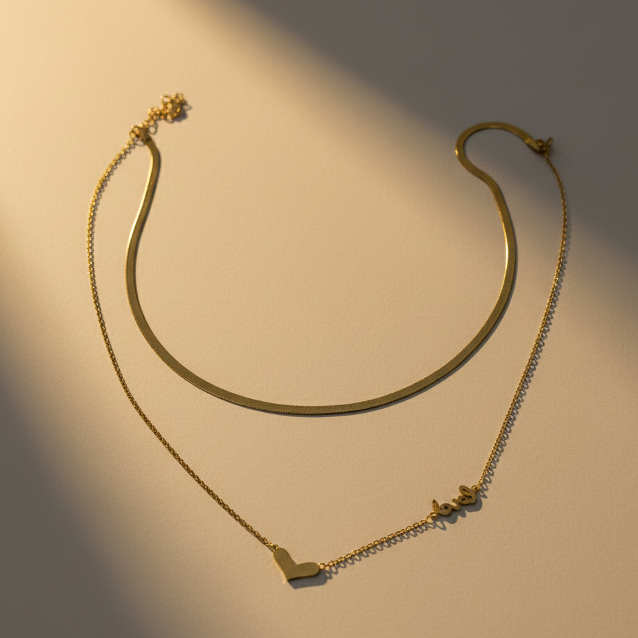 Layered Love Heart Gold Necklace