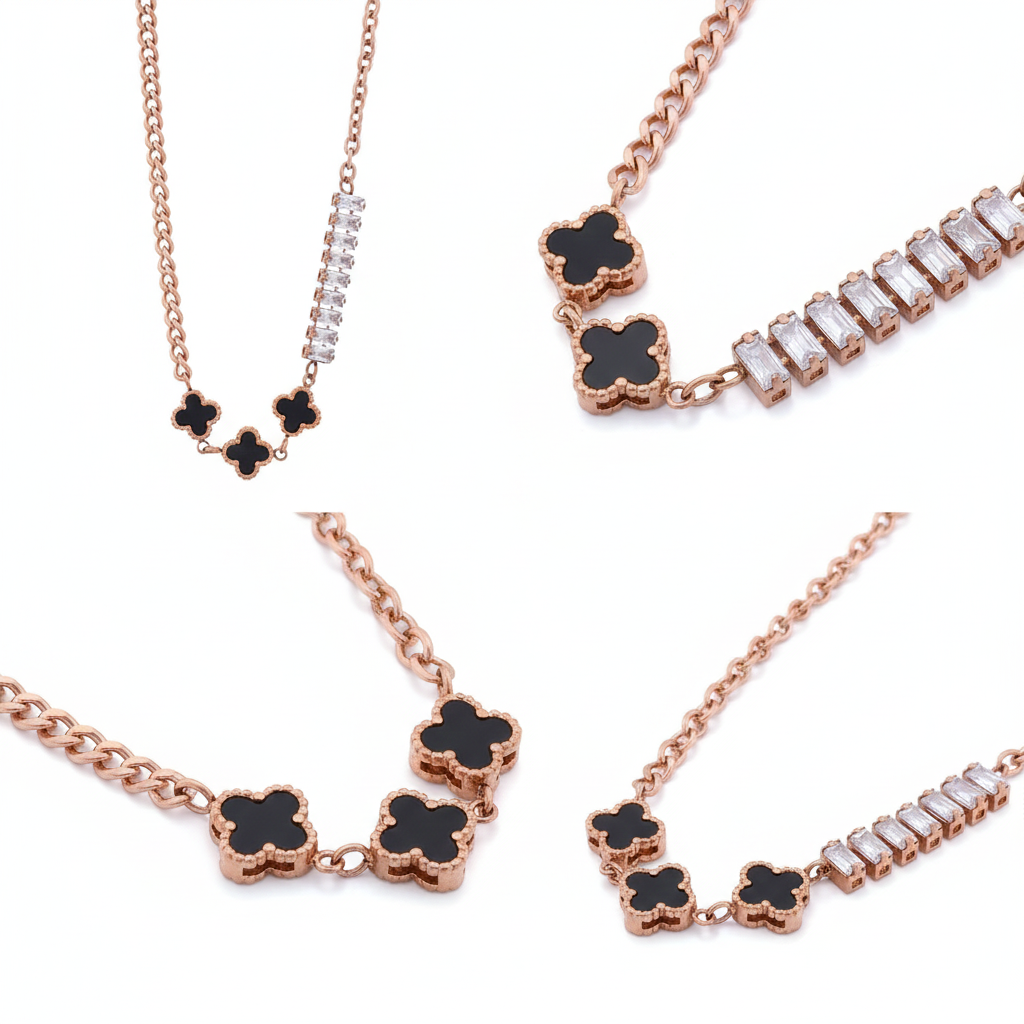 Clover Black Necklace