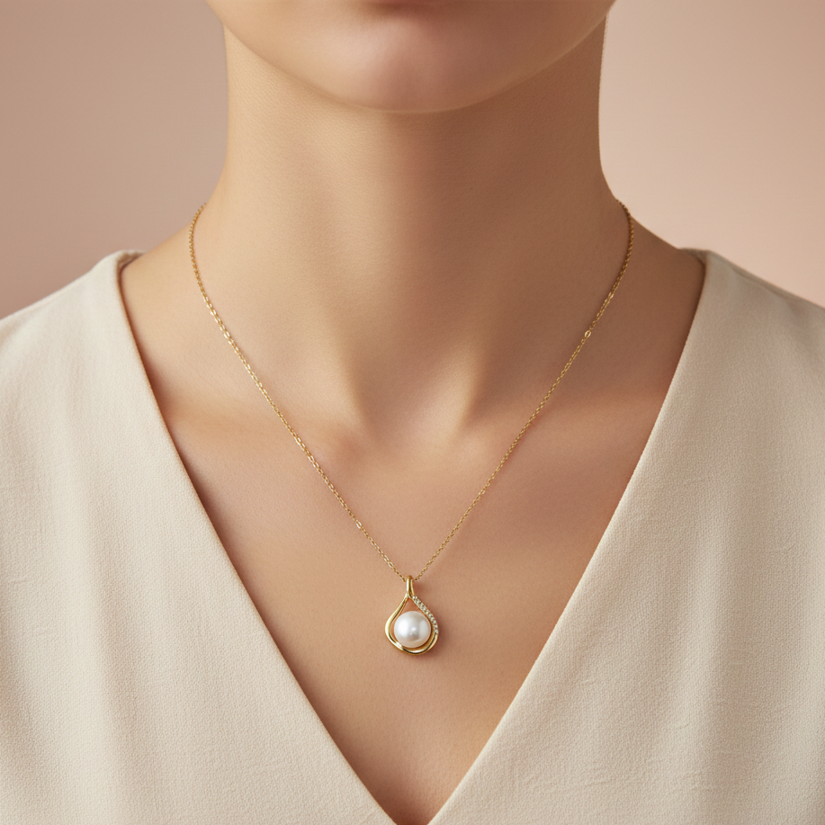 Teardrop Pearl Pendant Necklace