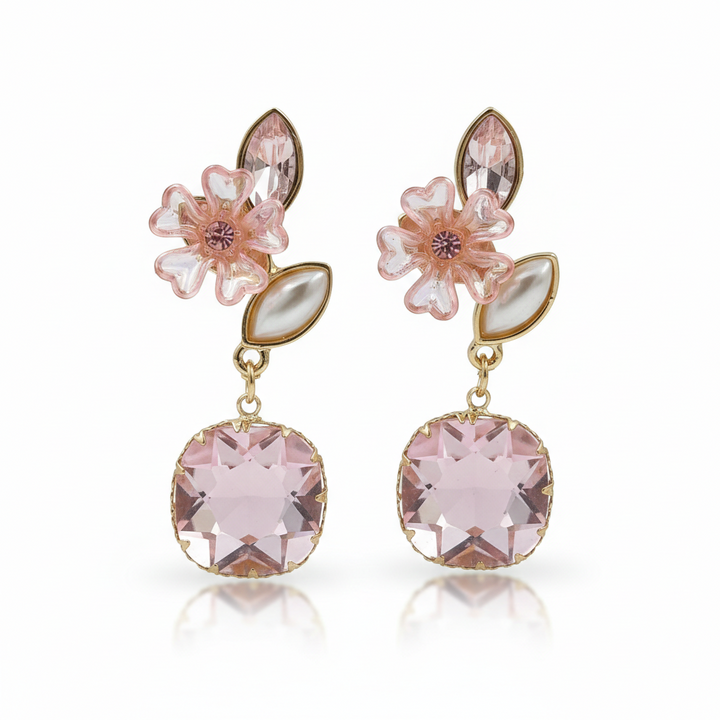 Pink Blossom Elegance Drop Earrings
