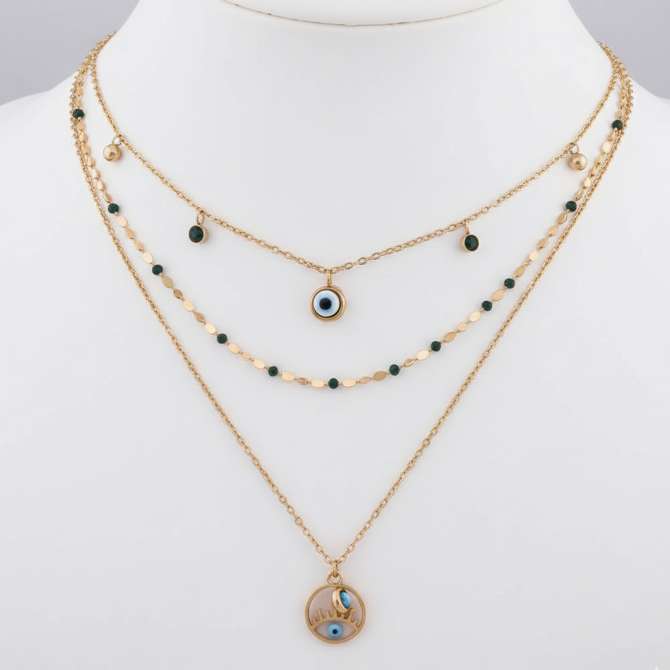 Evil eye 3 Layers Chain Necklace
