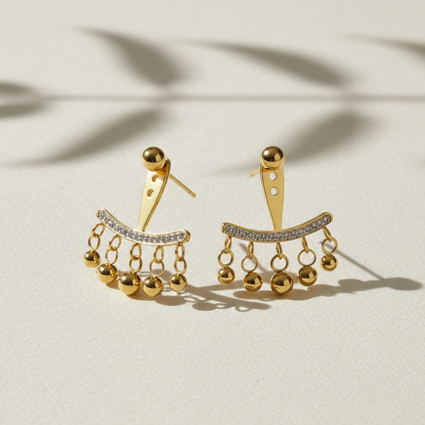 Golden Jhalar Luxe Chandelier Earrings