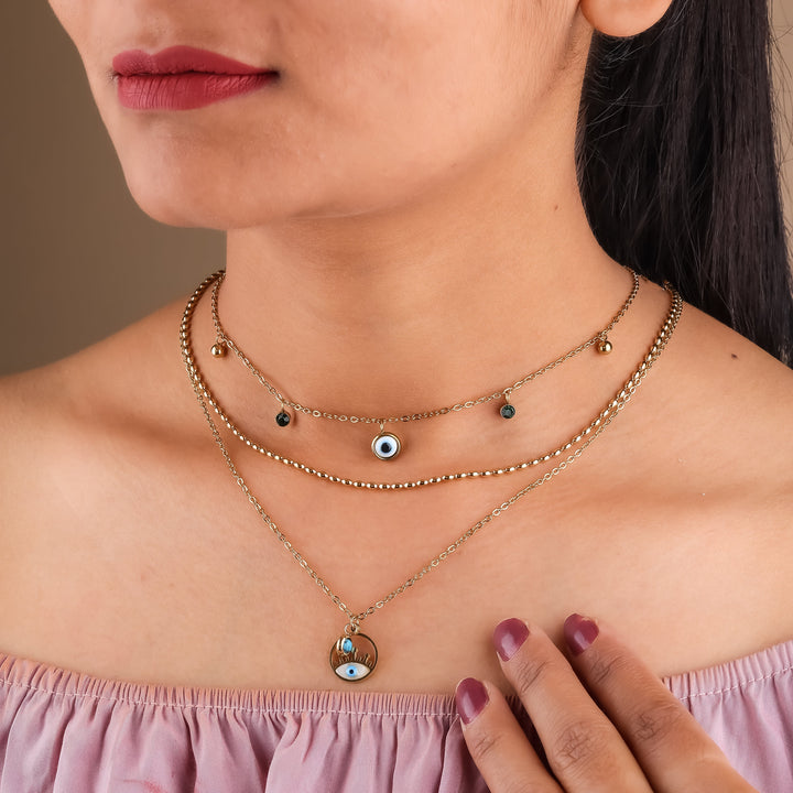 Evil eye 3 Layers Chain Necklace