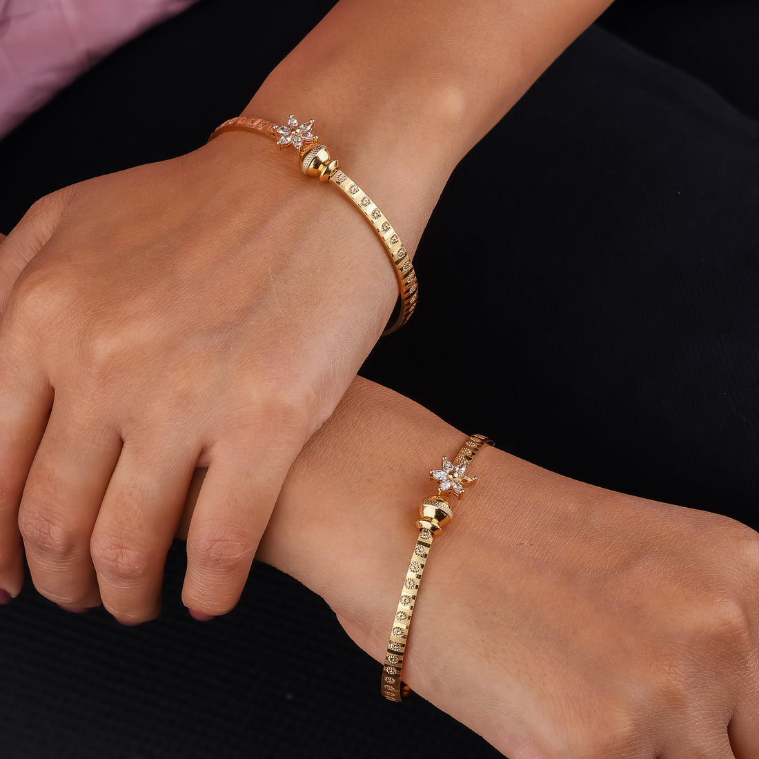 Floral Stone Kada Bangles