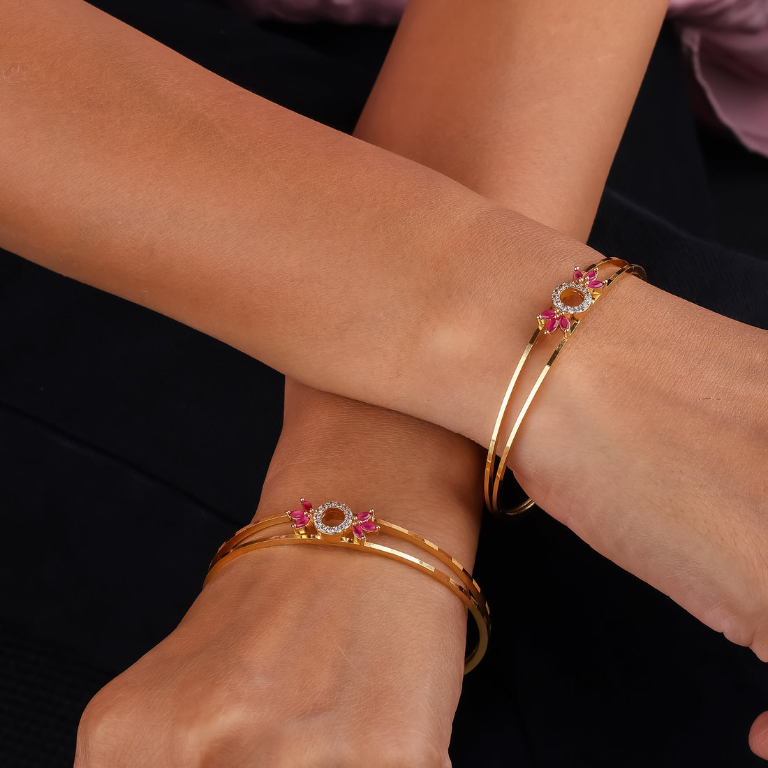 Ruby Circle Charm Bangles