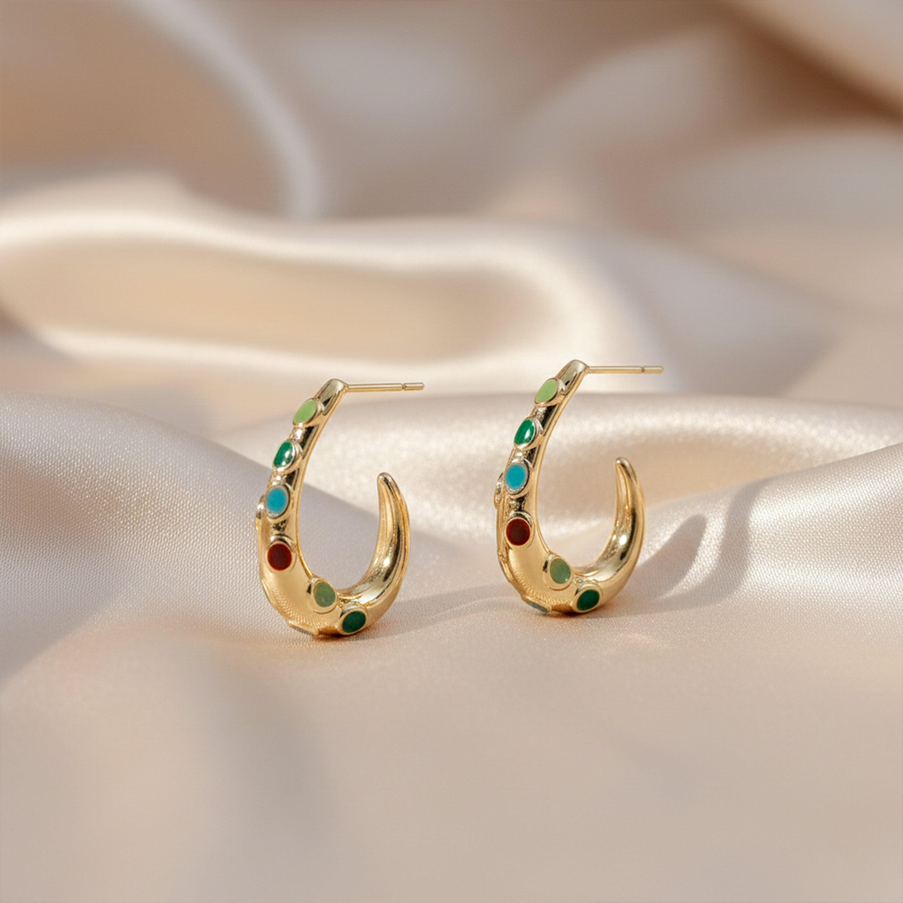 LuxeNova Colorstone Hoop Earrings