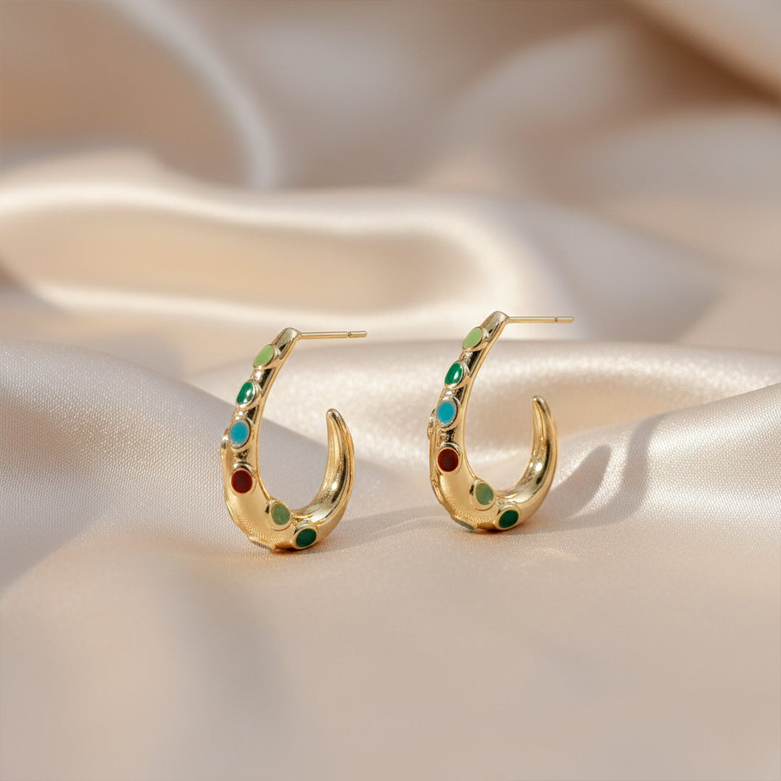 LuxeNova Colorstone Hoop Earrings