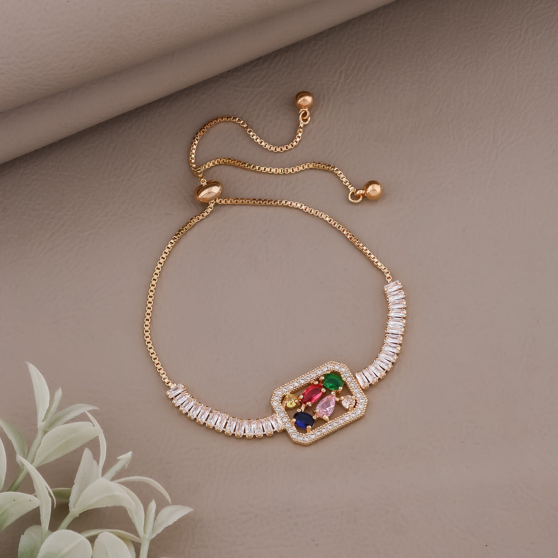 Opulent Multicolor Baguette Stone Bracelet