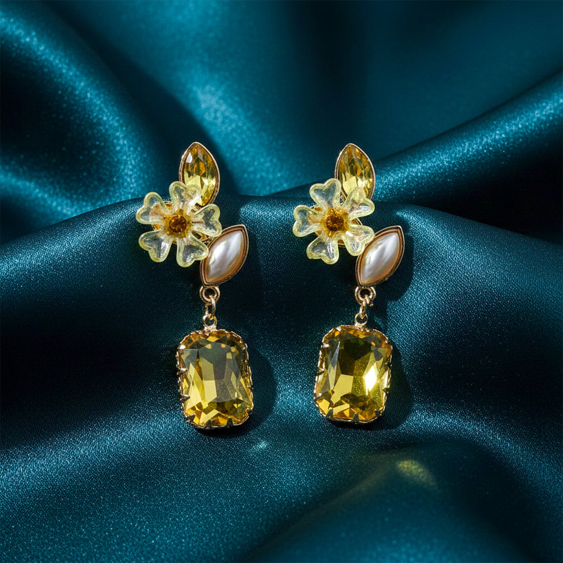 Amber Glow Floral Earrings